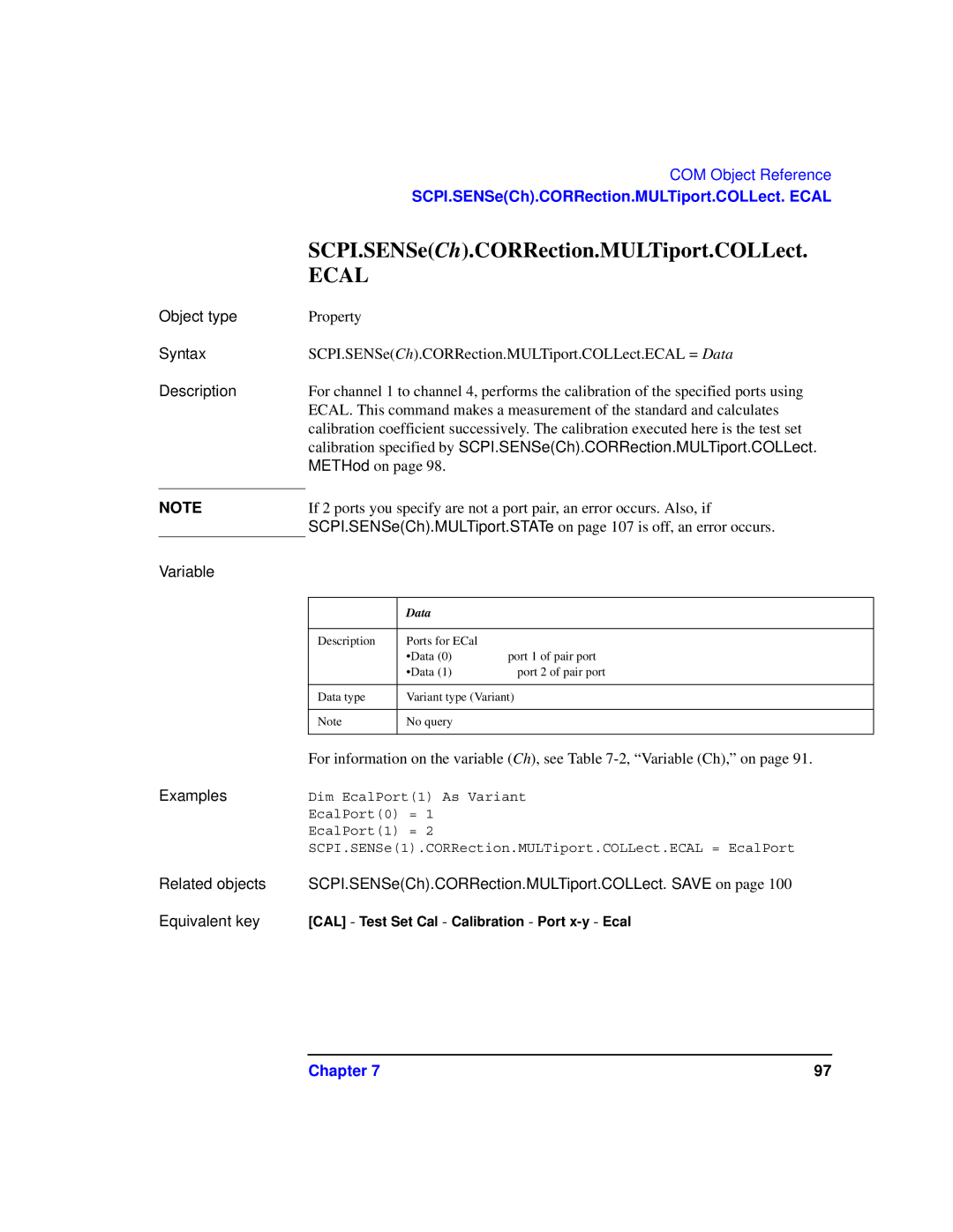 Agilent Technologies 87075C manual Ecal 