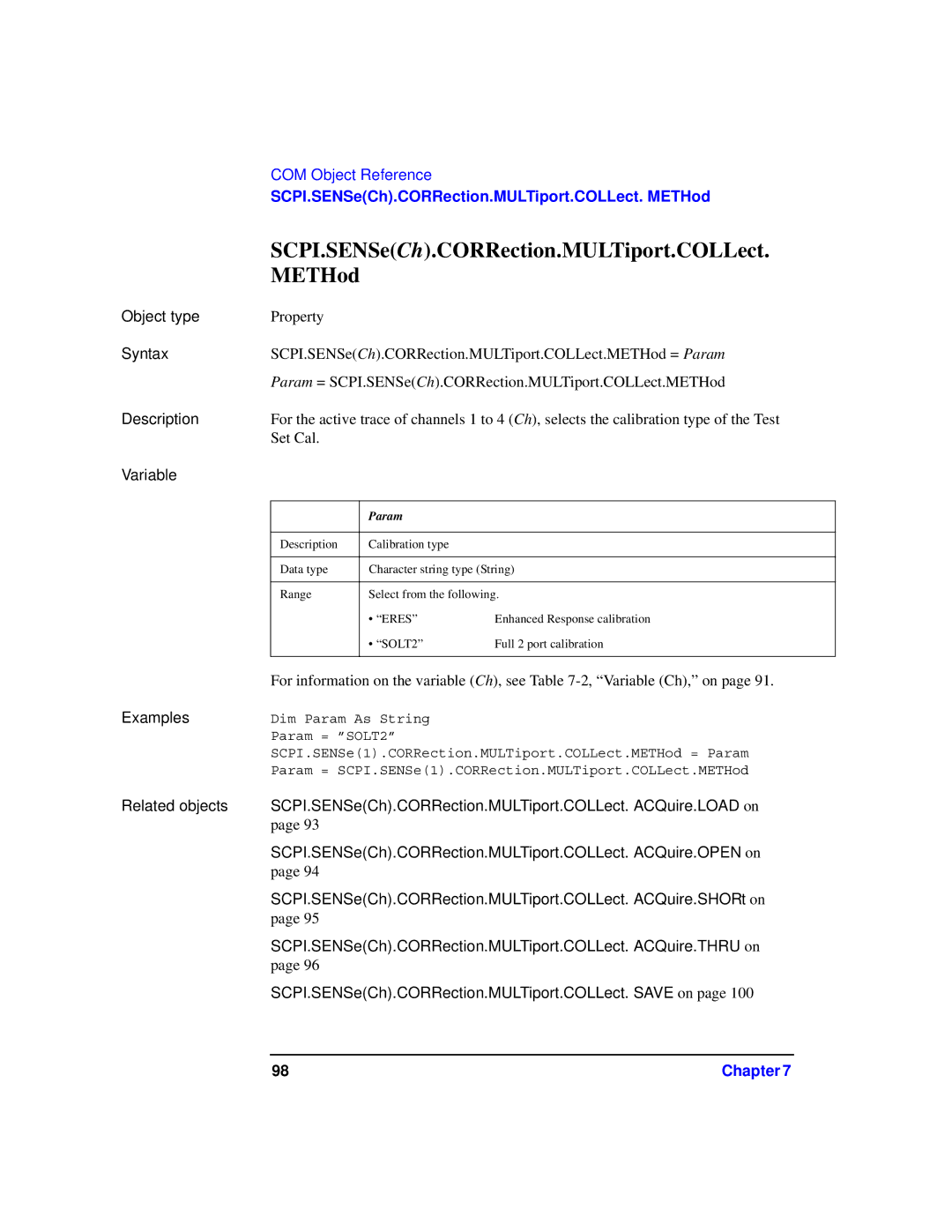 Agilent Technologies 87075C manual METHod, Param 