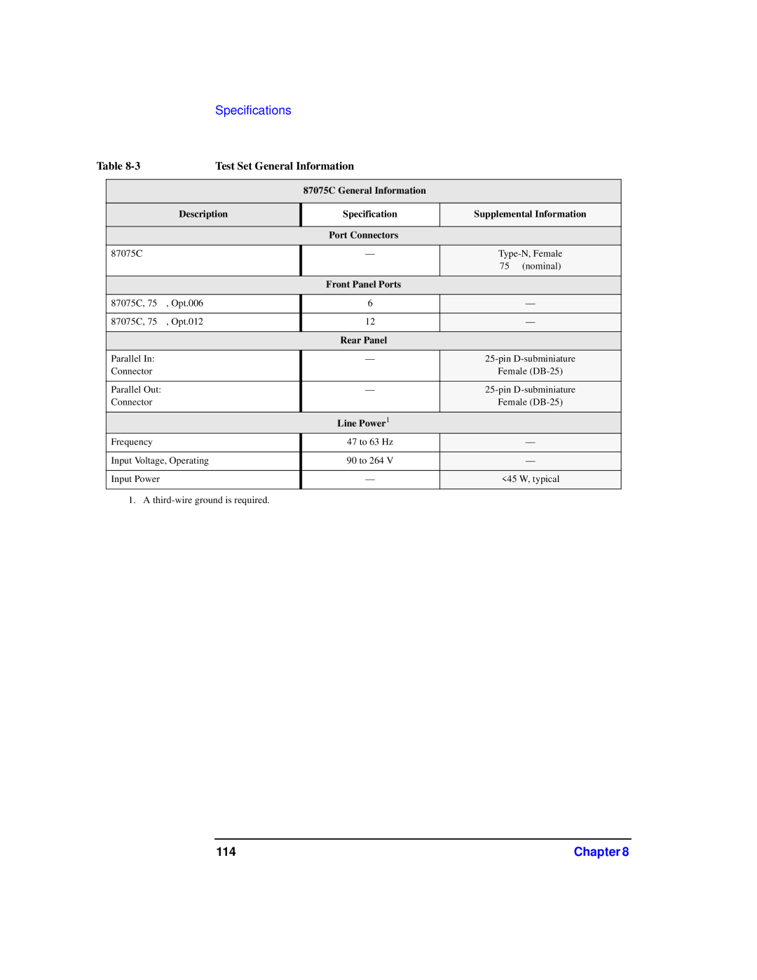 Agilent Technologies 87075C manual 114 