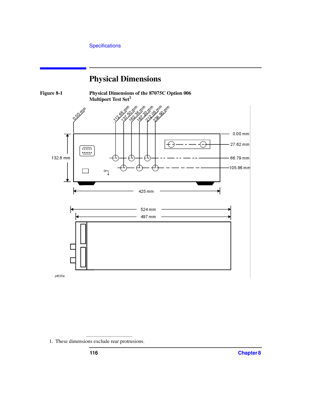 Agilent Technologies manual Physical Dimensions of the 87075C Option, Multiport Test Set1 