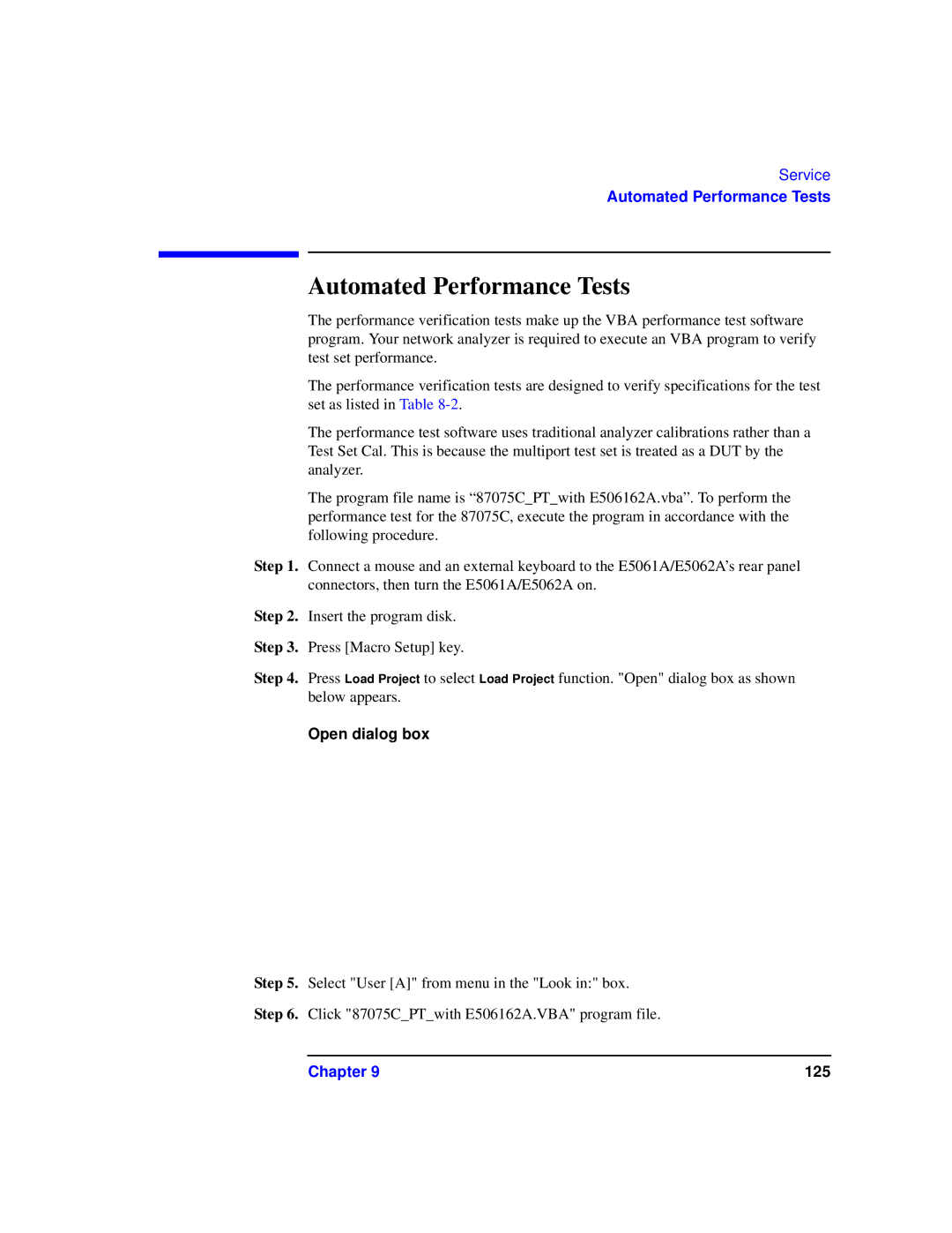 Agilent Technologies 87075C manual Automated Performance Tests 