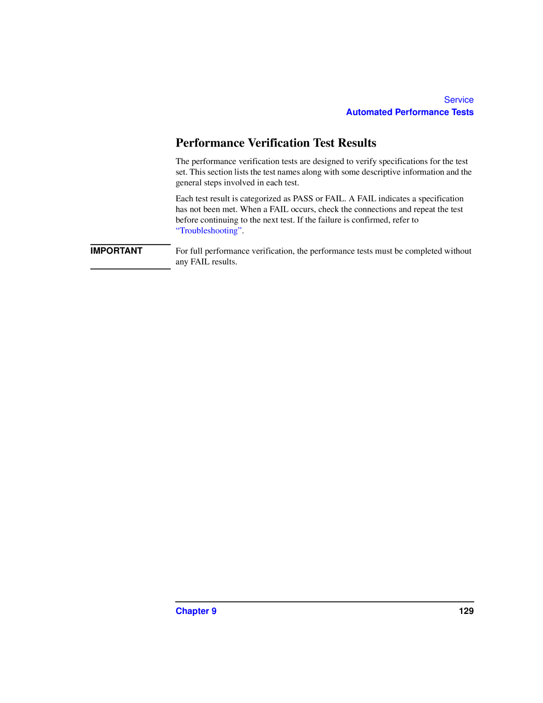 Agilent Technologies 87075C manual Performance Verification Test Results 