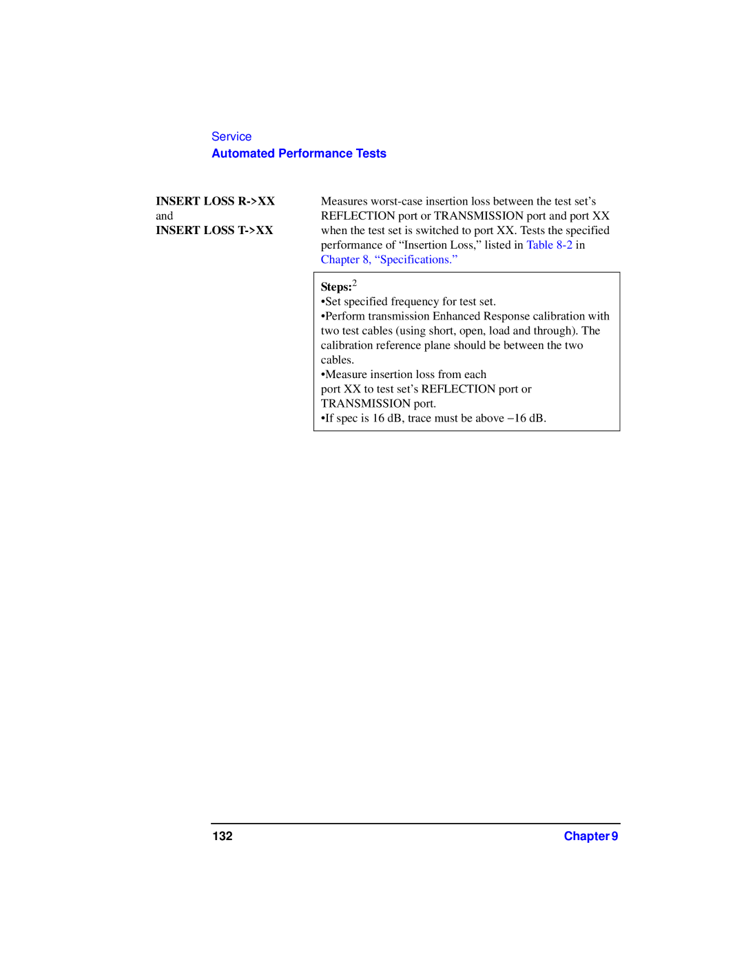 Agilent Technologies 87075C manual Insert Loss R-XX, Steps2 