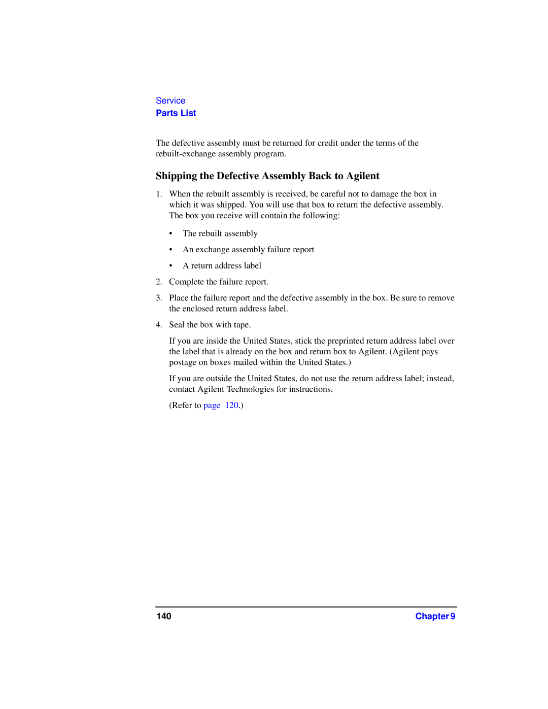 Agilent Technologies 87075C manual Shipping the Defective Assembly Back to Agilent 