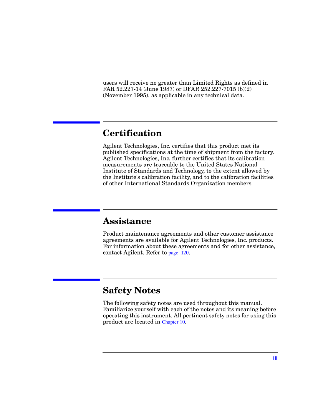 Agilent Technologies 87075C manual Certification 