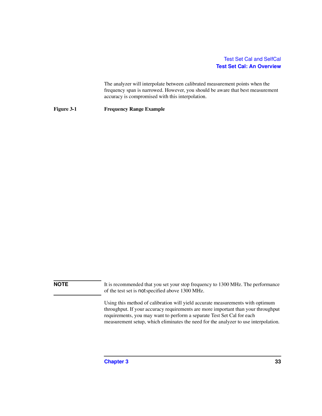 Agilent Technologies 87075C manual Accuracy is compromised with this interpolation, Frequency Range Example 