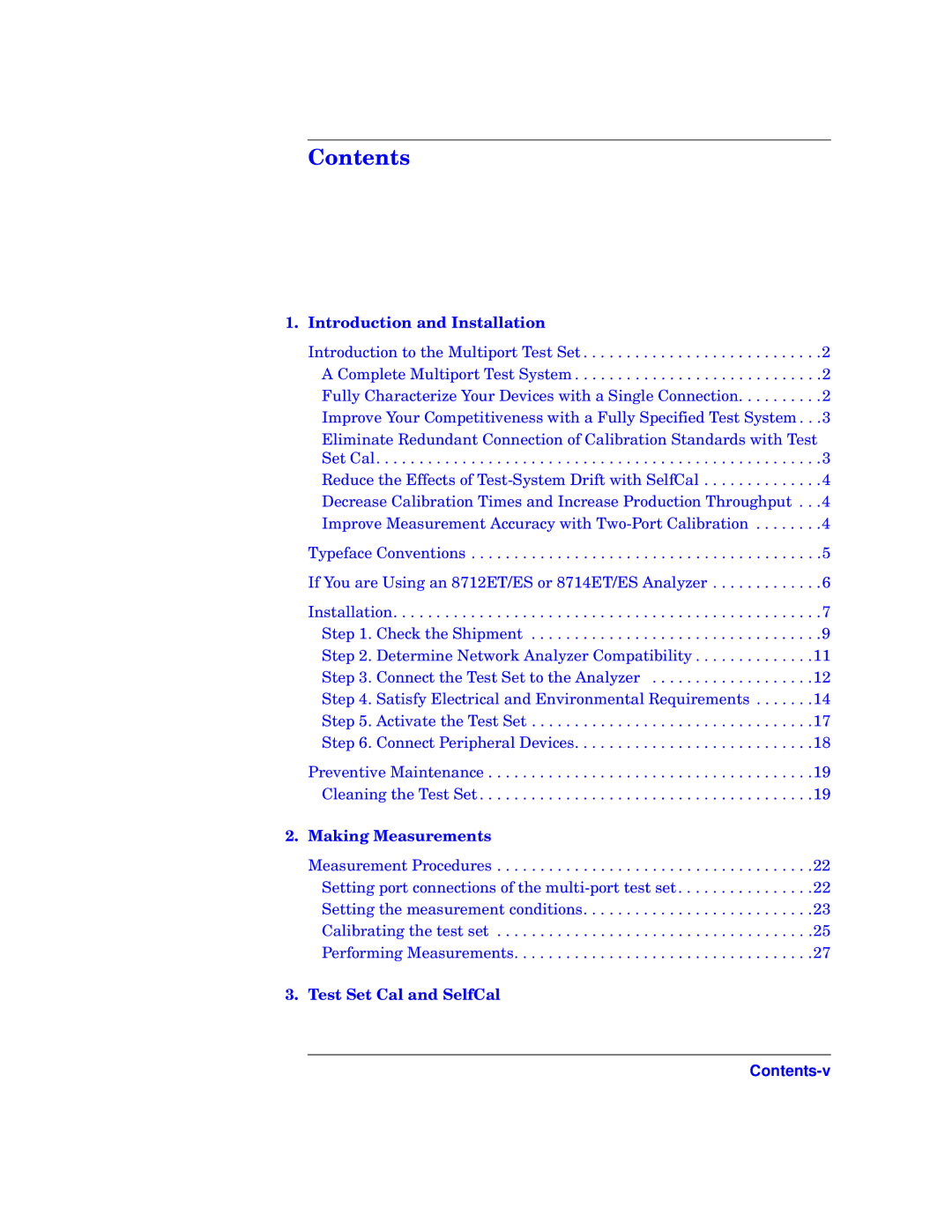 Agilent Technologies 87075C manual Contents 