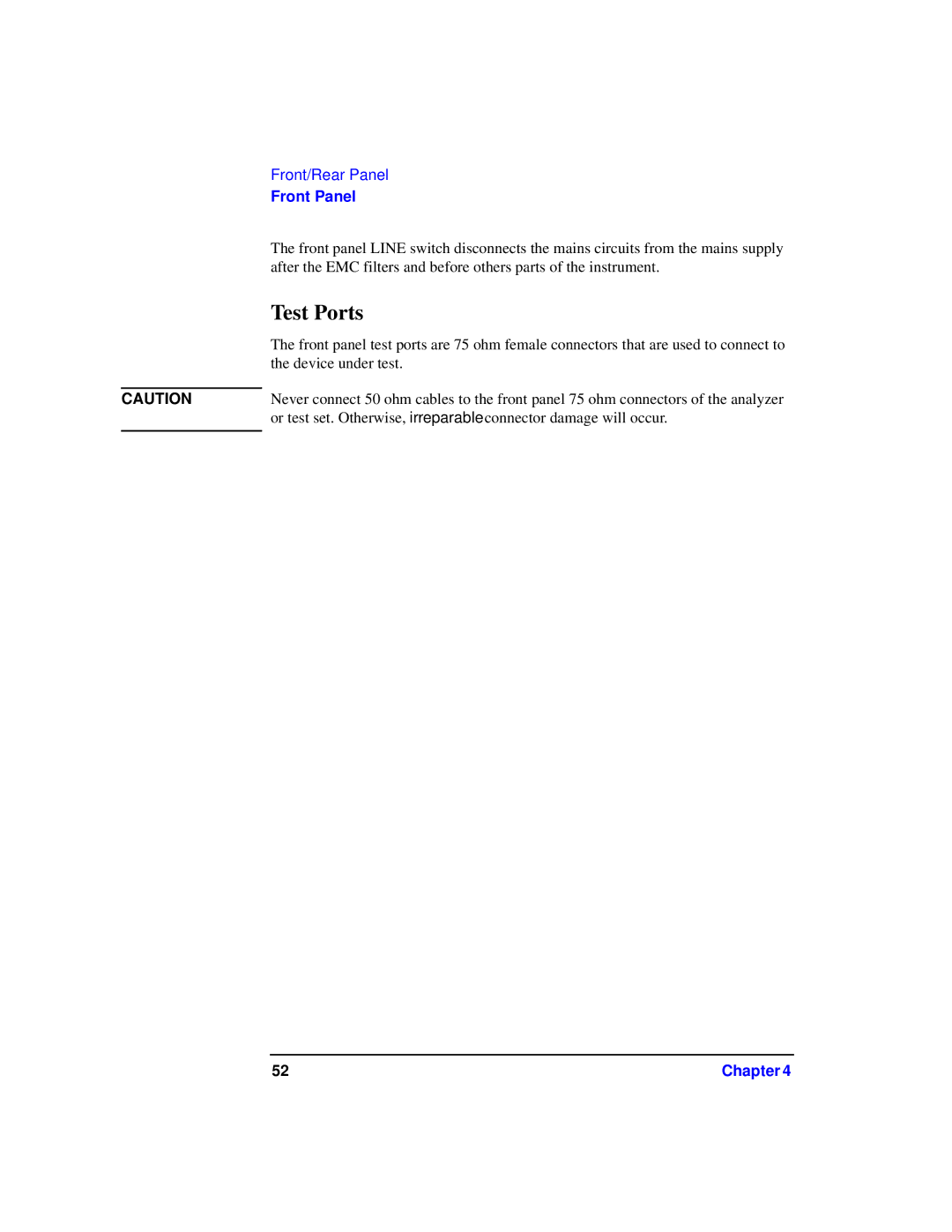 Agilent Technologies 87075C manual Test Ports 