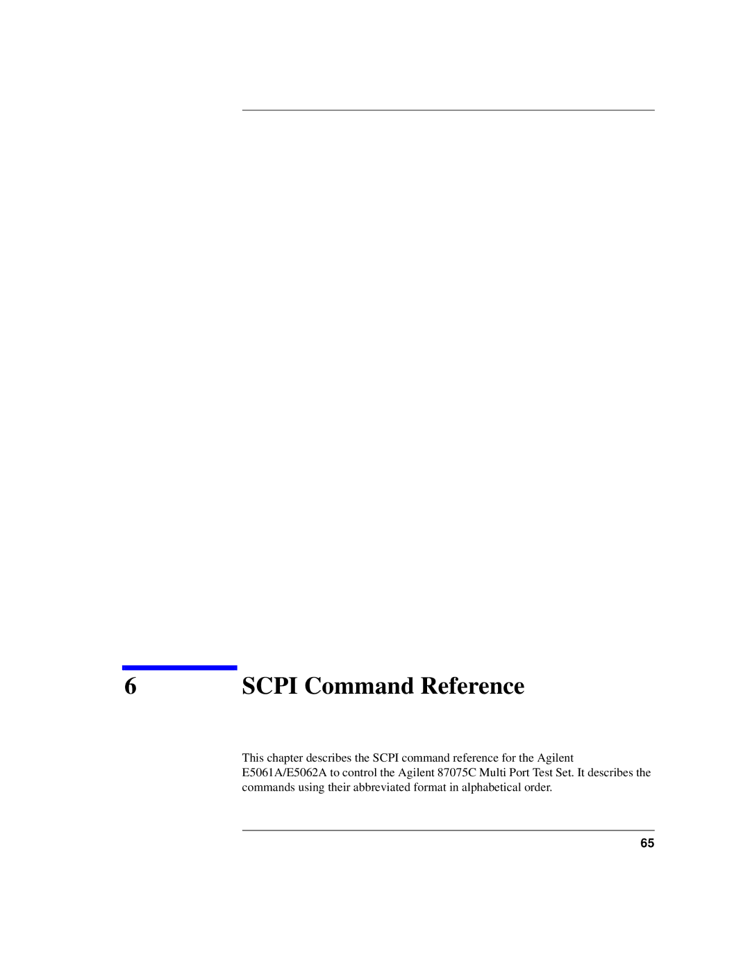 Agilent Technologies 87075C manual Scpi Command Reference 