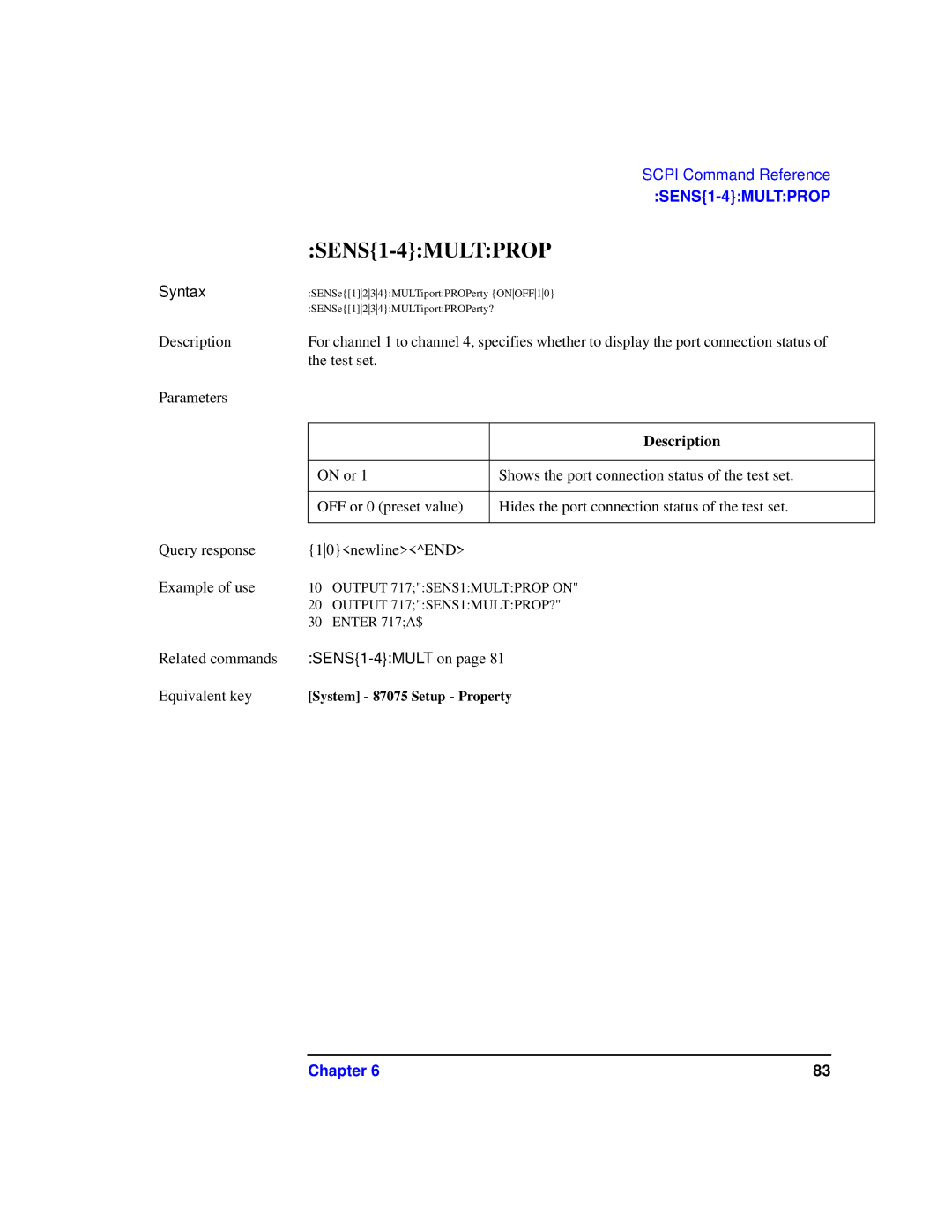 Agilent Technologies 87075C manual SENS1-4MULTPROP 