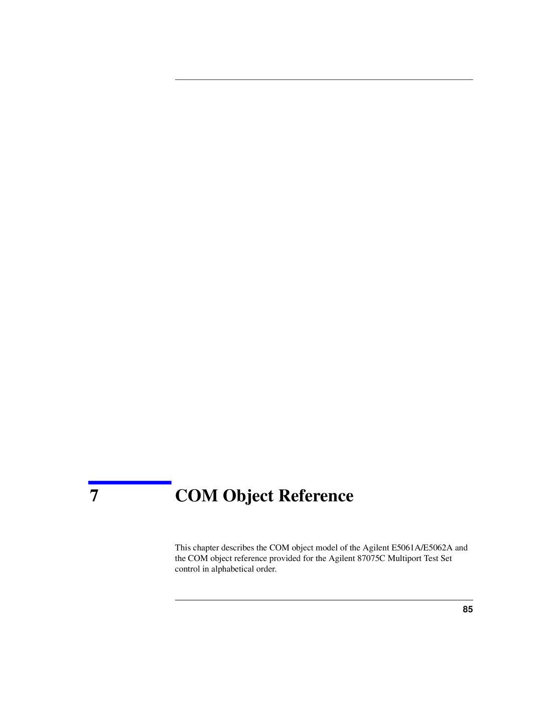 Agilent Technologies 87075C manual COM Object Reference 