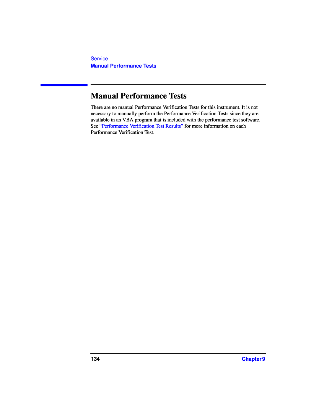 Agilent Technologies 87075C manual Manual Performance Tests, Service 