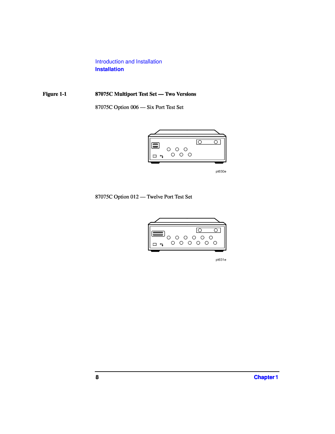 Agilent Technologies manual Introduction and Installation, 87075C Multiport Test Set - Two Versions, Chapter 