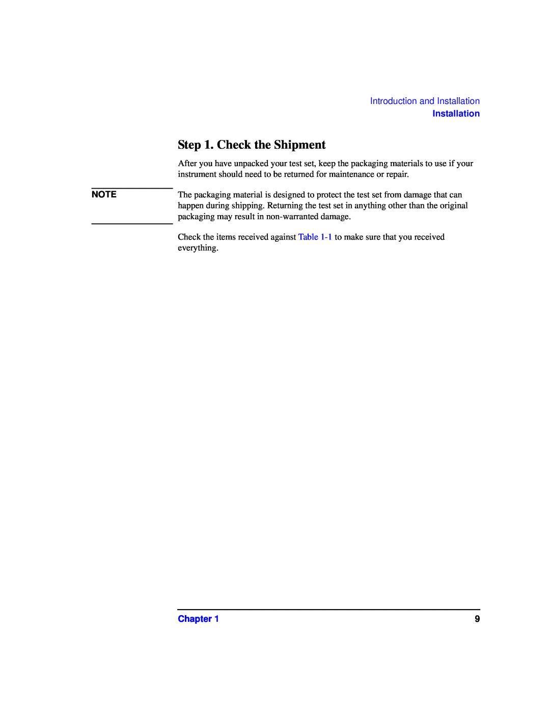 Agilent Technologies 87075C manual Check the Shipment, Introduction and Installation, Chapter 