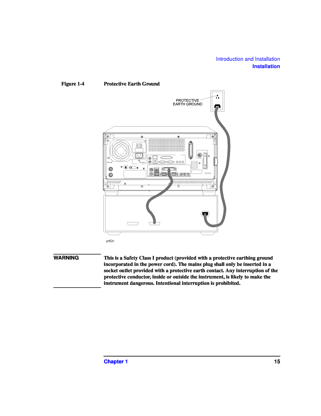 Agilent Technologies 87075C manual Introduction and Installation, Protective Earth Ground, Chapter 
