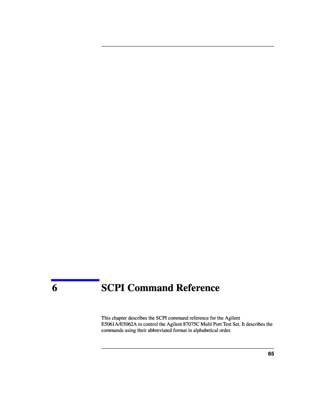 Agilent Technologies 87075C manual SCPI Command Reference 
