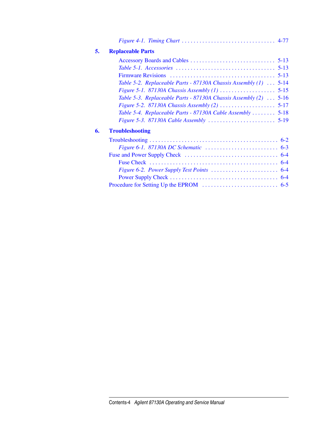 Agilent Technologies 87130A manual Troubleshooting 