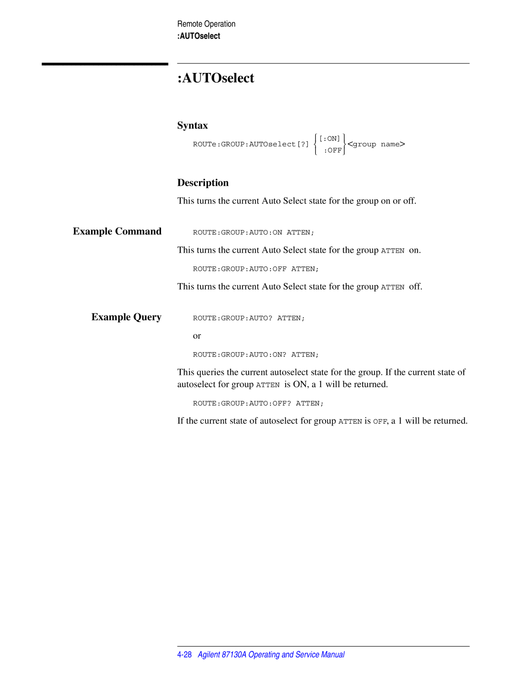 Agilent Technologies 87130A manual AUTOselect 