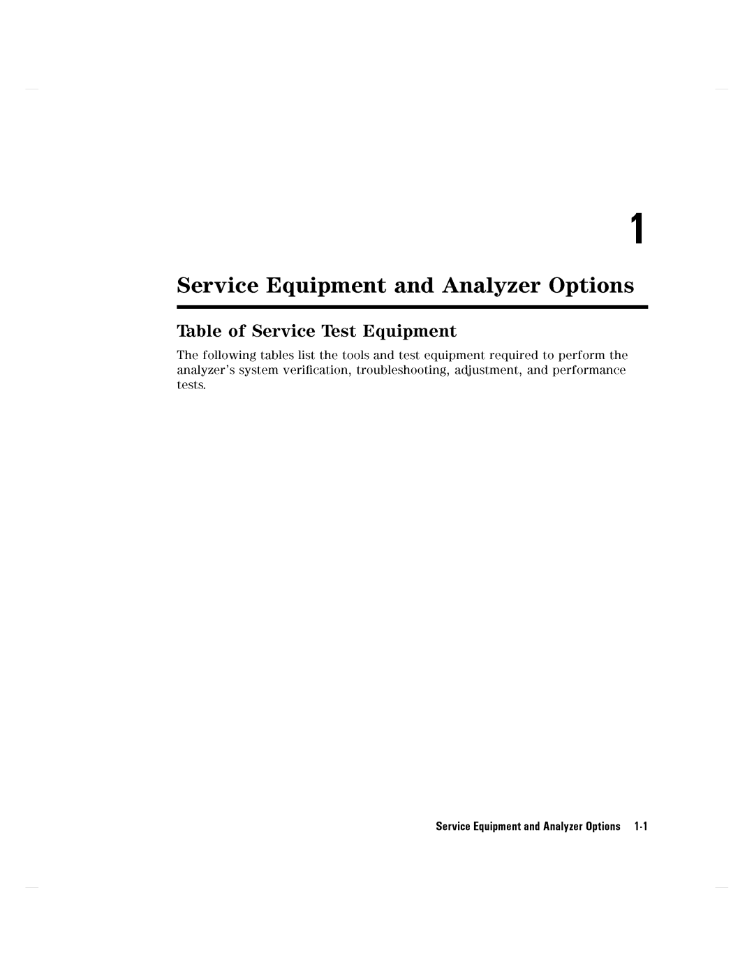 Agilent Technologies 8752C manual ServiceEquipmentandAnalyzerOptions1-1 