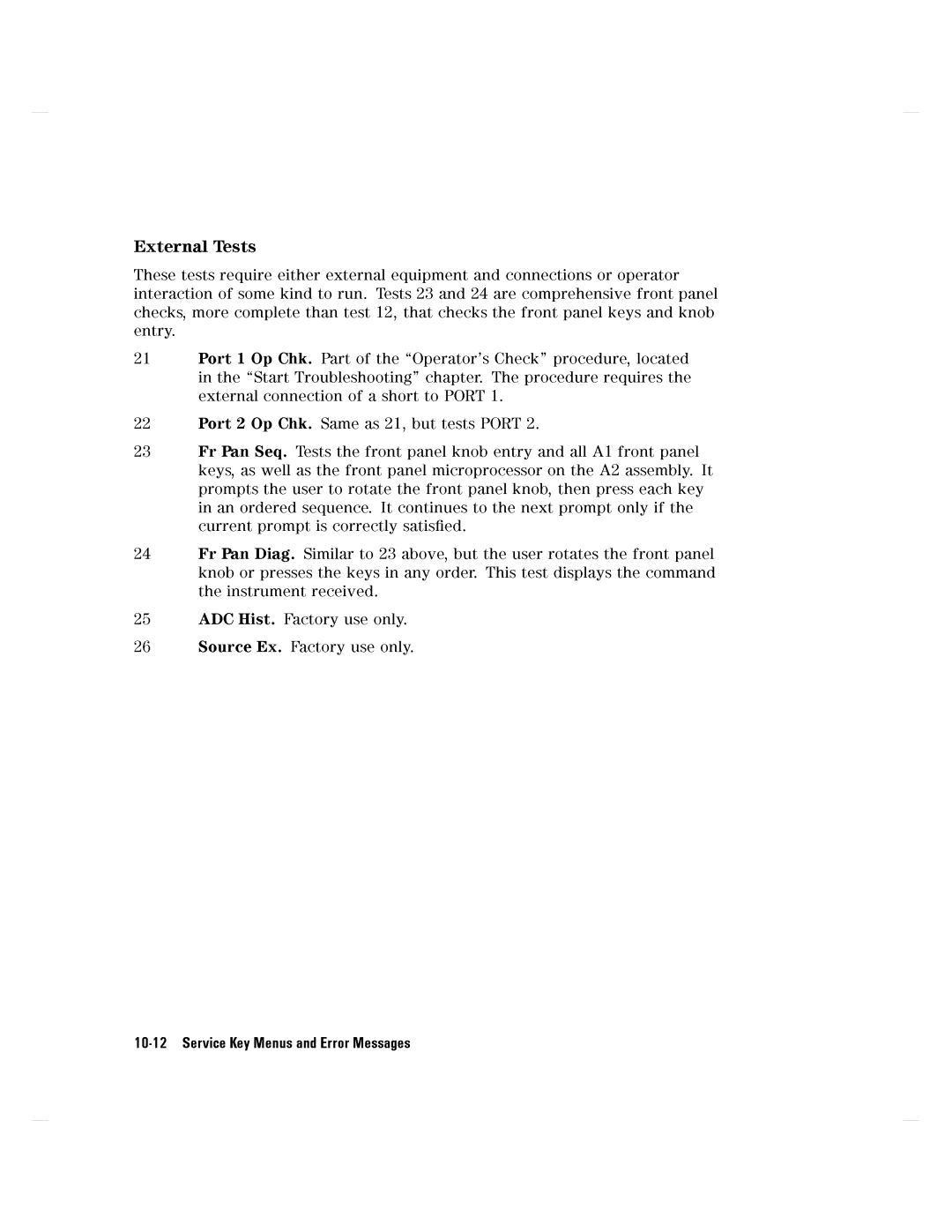 Agilent Technologies 8752C manual 10-12ServiceKeyMenusandErrorMessages 