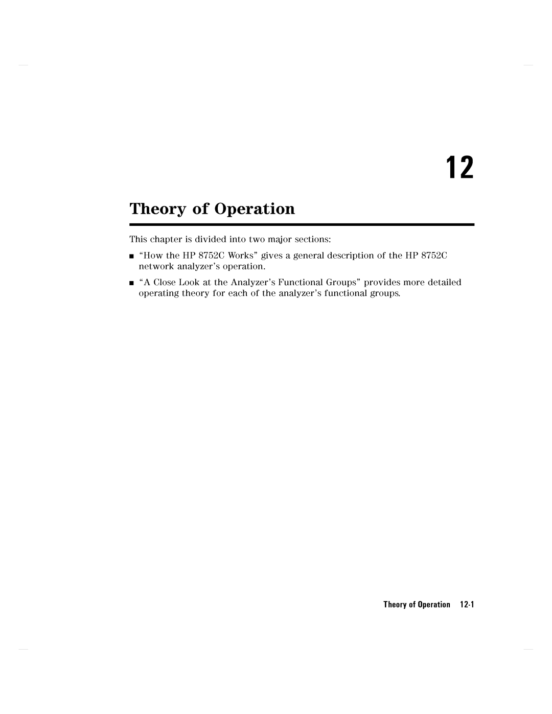 Agilent Technologies 8752C manual TheoryofOperation12-1 