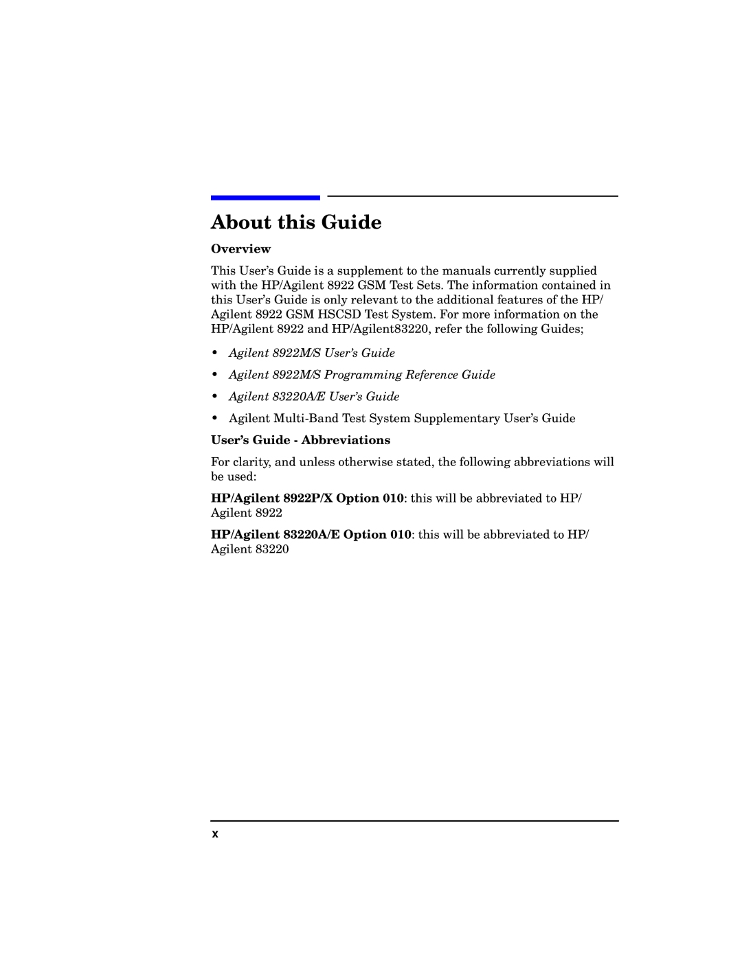 Agilent Technologies 8922 P manual Overview, User’s Guide Abbreviations 