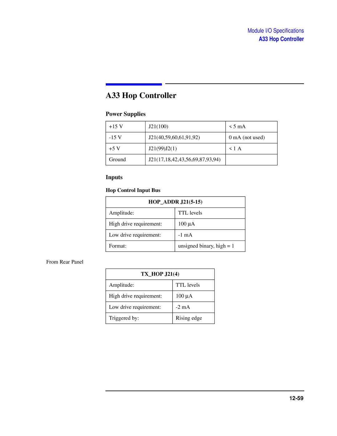 Agilent Technologies 8922 manual A33 Hop Controller, Hop Control Input Bus Hopaddr J215-15, Txhop J214 