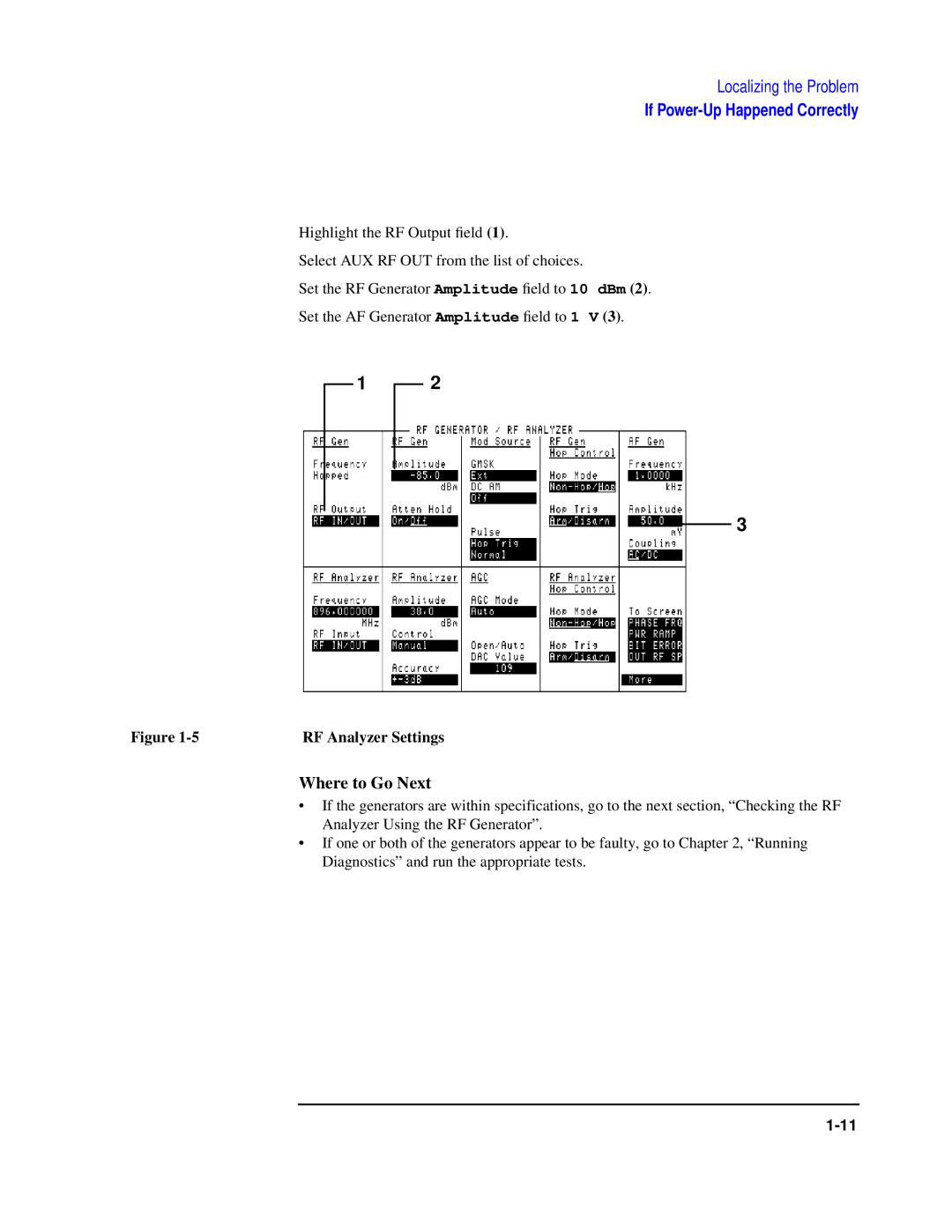 Agilent Technologies 8922 manual Where to Go Next, RF Analyzer Settings 