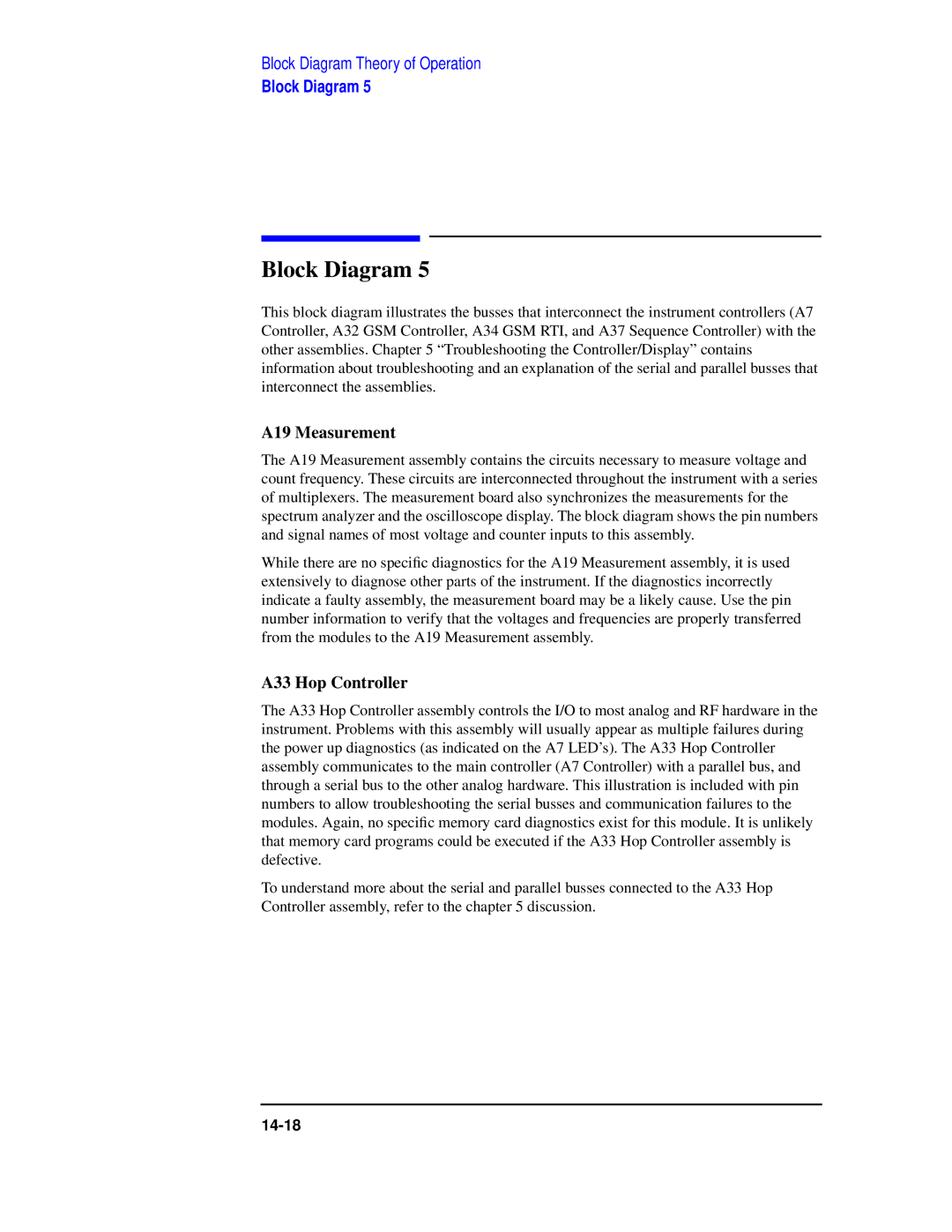 Agilent Technologies 8922 manual A19 Measurement, A33 Hop Controller 