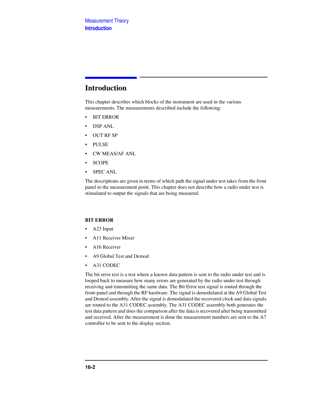 Agilent Technologies 8922 manual BIT Error, A31 Codec 