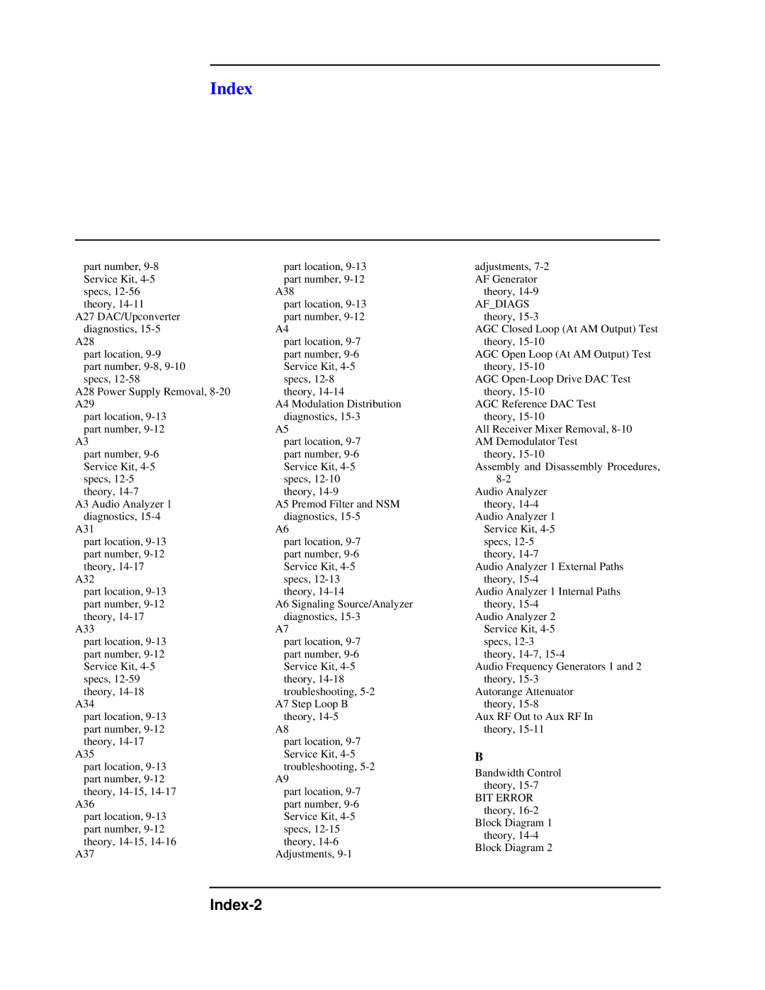 Agilent Technologies 8922 manual Index-2 