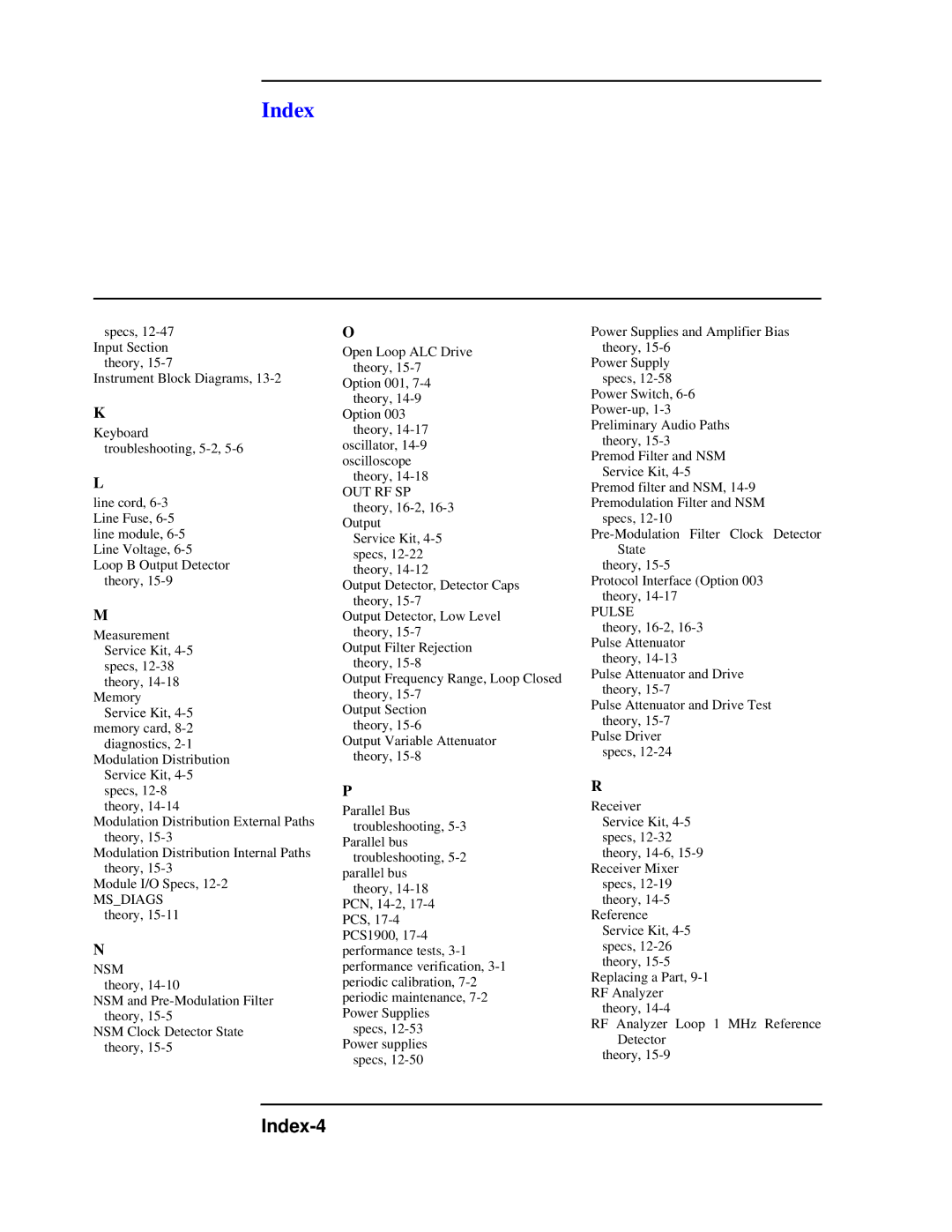 Agilent Technologies 8922 manual Index-4 