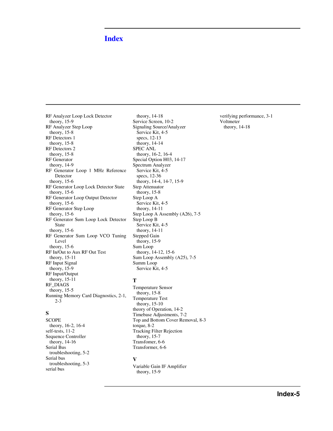 Agilent Technologies 8922 manual Index-5 