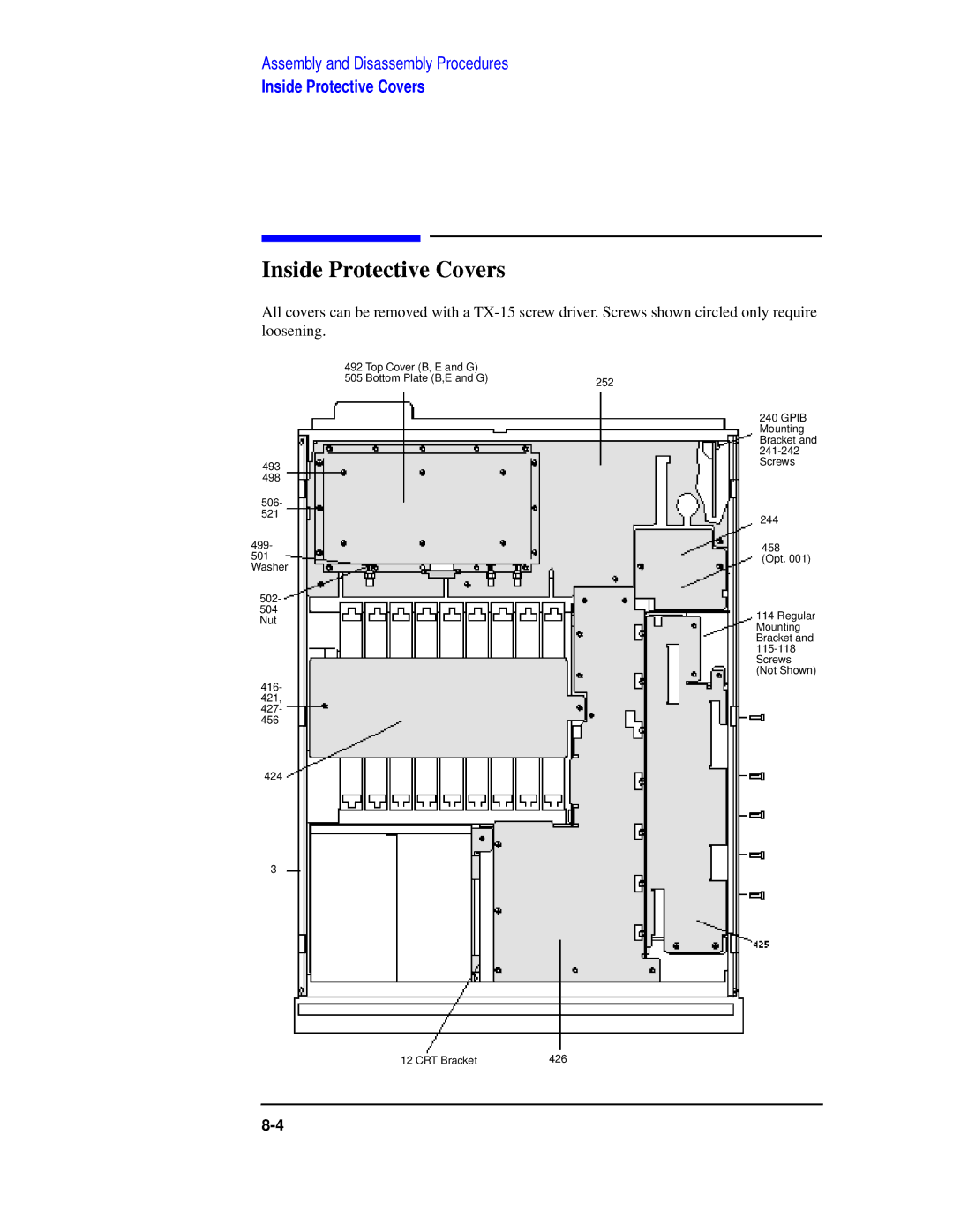 Agilent Technologies 8922 manual Inside Protective Covers 