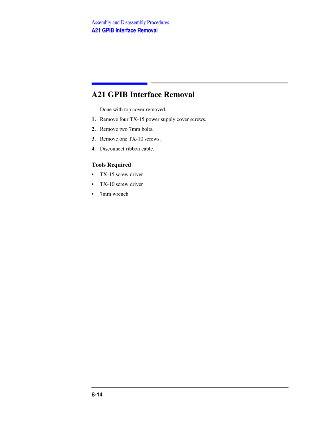 Agilent Technologies 8922 manual A21 Gpib Interface Removal 