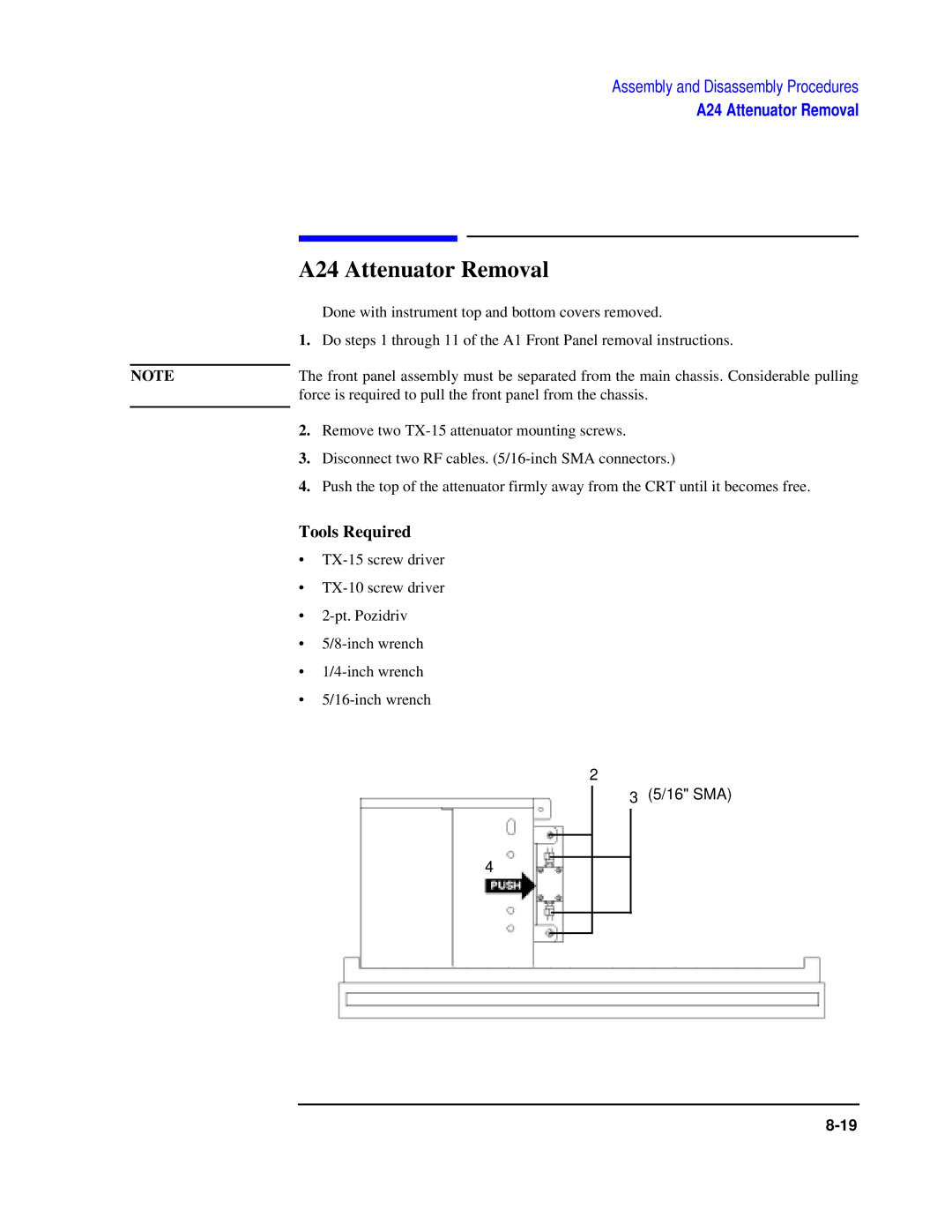 Agilent Technologies 8922 manual A24 Attenuator Removal 