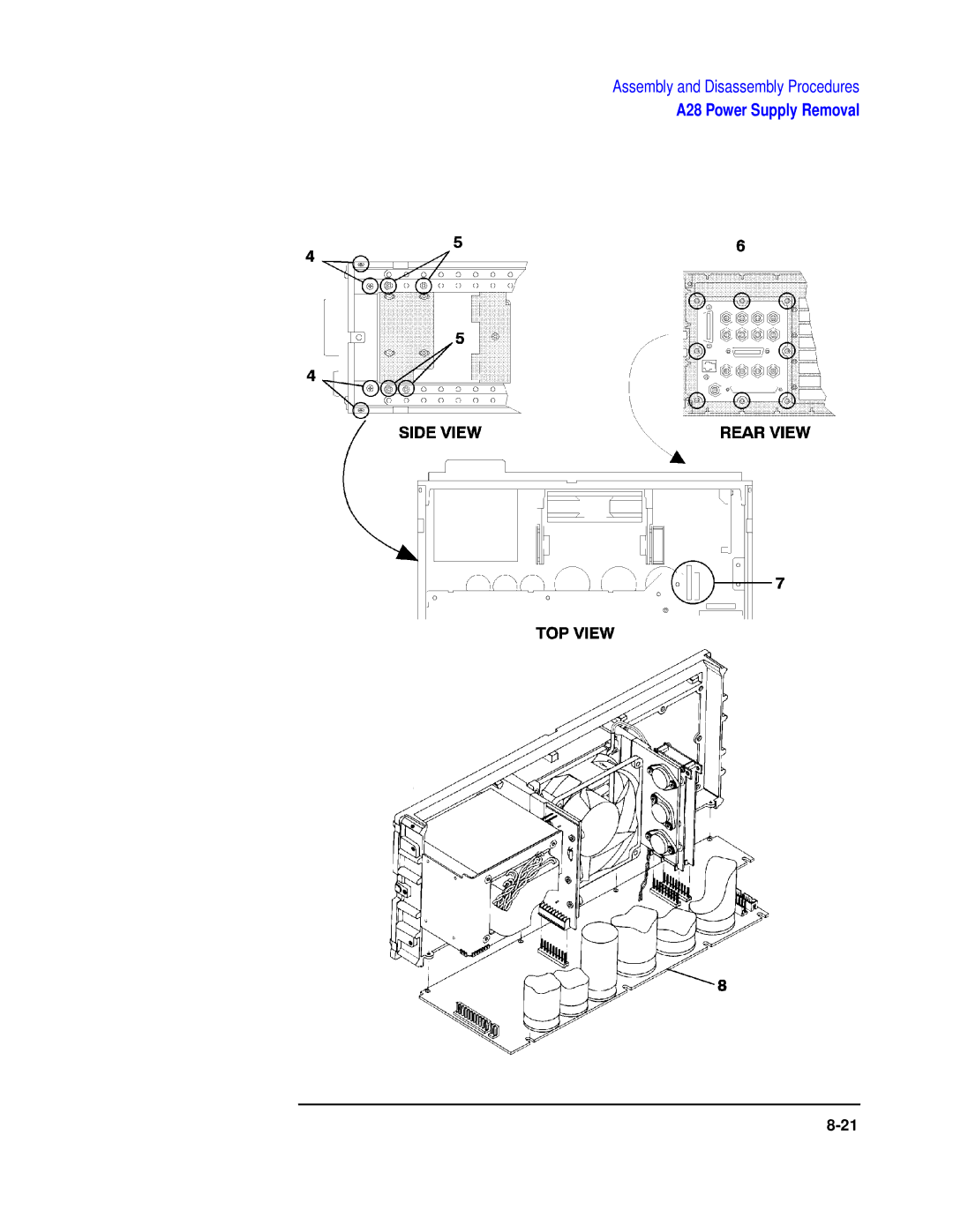 Agilent Technologies 8922 manual A28 Power Supply Removal 