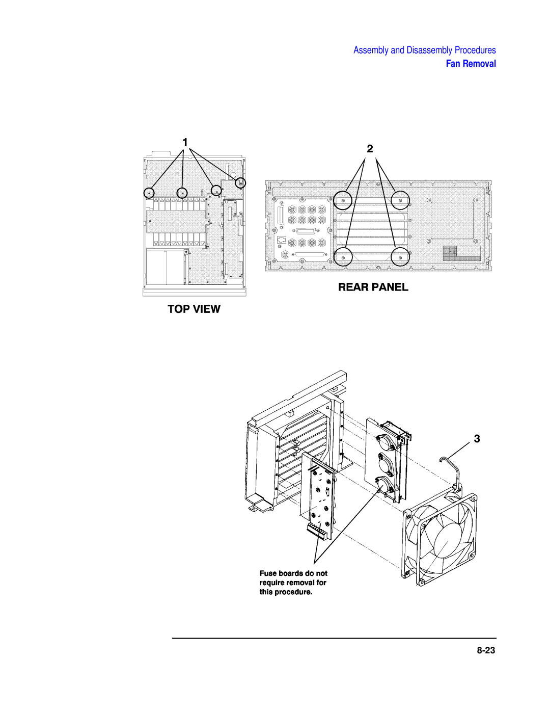 Agilent Technologies 8922 manual Fan Removal 