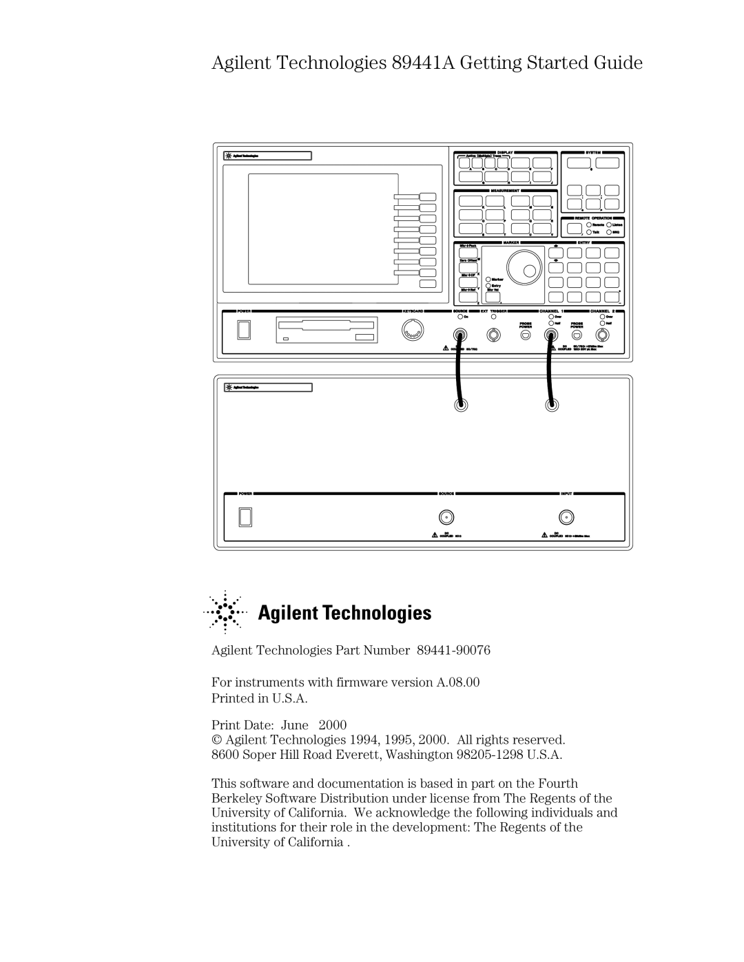 Agilent Technologies manual Agilent Technologies 89441A Getting Started Guide 