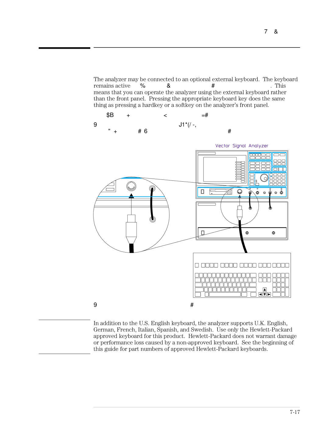 Agilent Technologies 89441A manual To connect the optional keyboard, Set the if section’s power switch to on l 