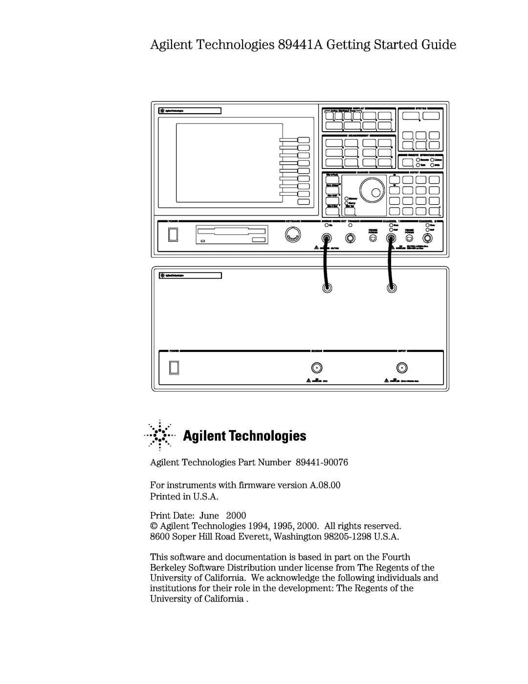 Agilent Technologies manual Agilent Technologies 89441A Getting Started Guide 