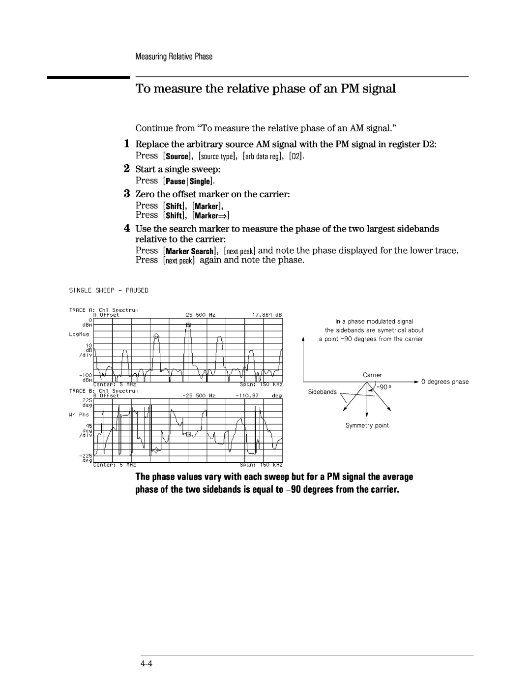 Agilent Technologies 89441A manual To measure the relative phase of an PM signal 
