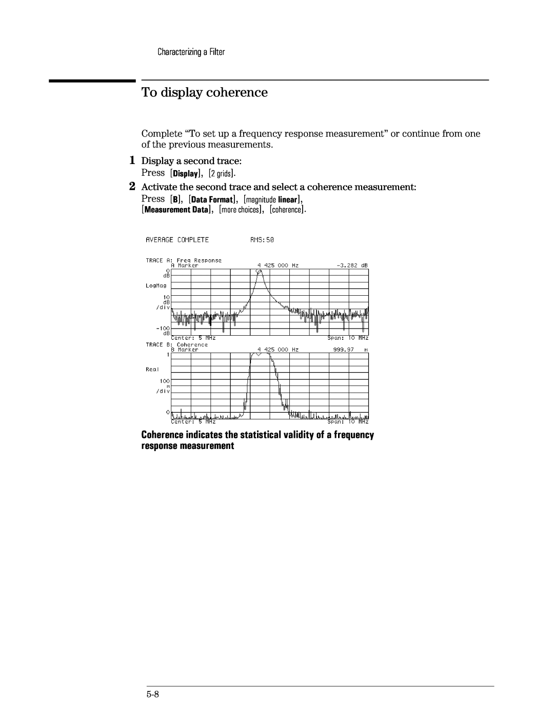 Agilent Technologies 89441A manual To display coherence 