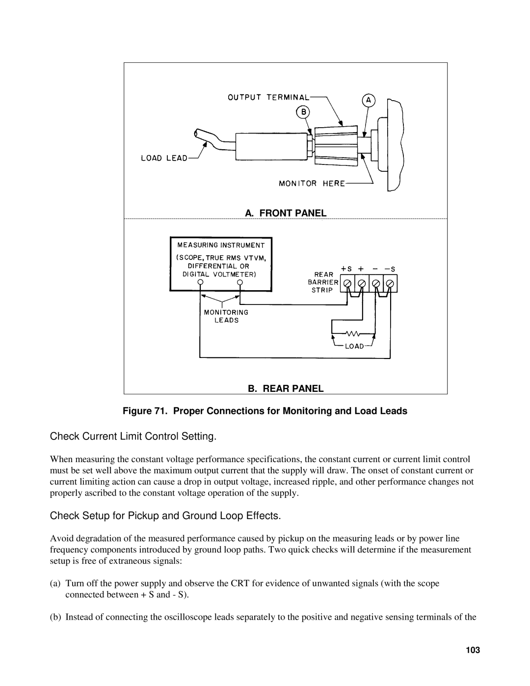 Agilent Technologies 90B manual Check Current Limit Control Setting, Check Setup for Pickup and Ground Loop Effects 