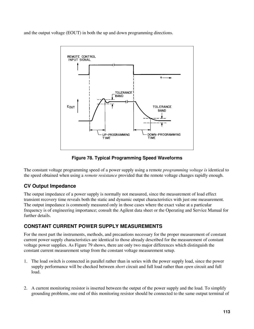 Agilent Technologies 90B manual CV Output Impedance, Constant Current Power Supply Measurements 