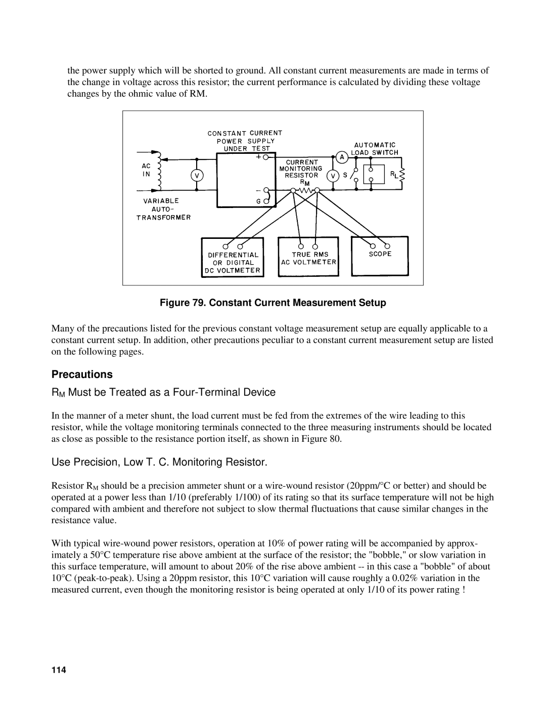 Agilent Technologies 90B manual RM Must be Treated as a Four-Terminal Device, Use Precision, Low T. C. Monitoring Resistor 