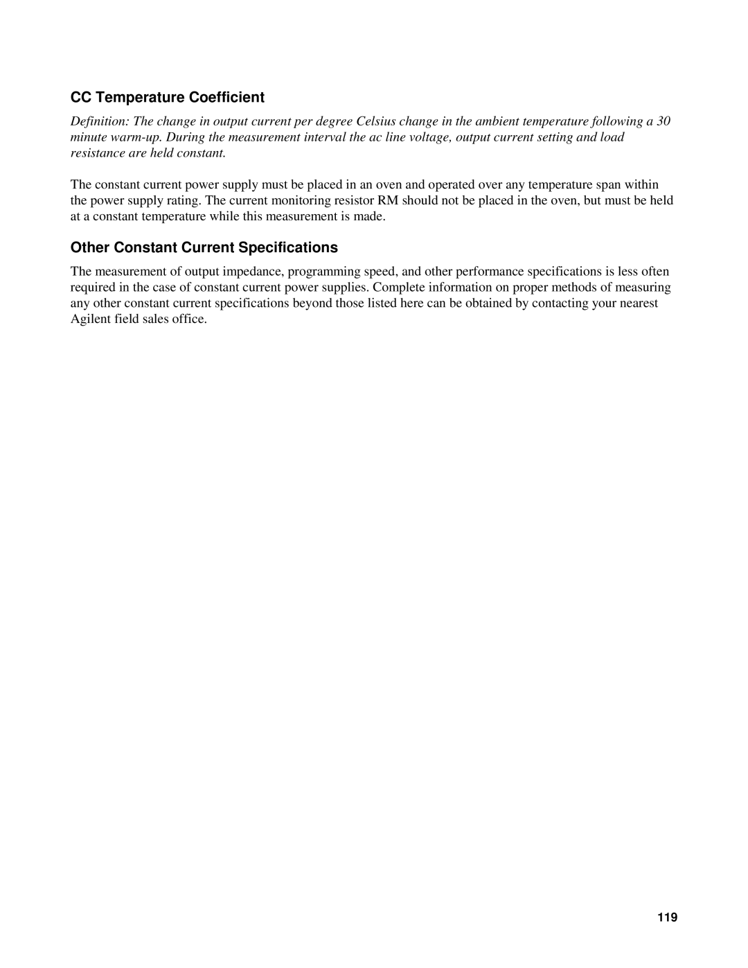 Agilent Technologies 90B manual CC Temperature Coefficient, Other Constant Current Specifications 