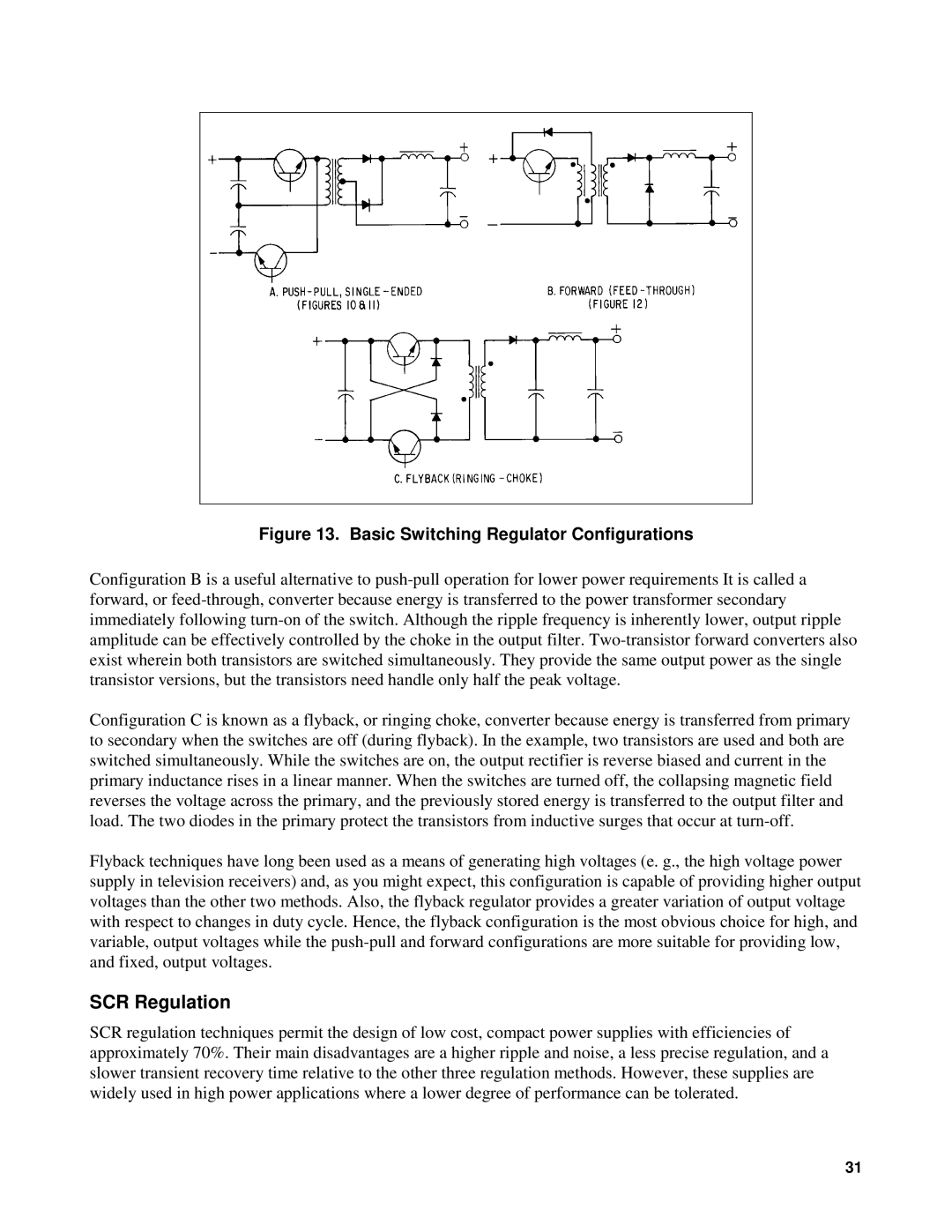 Agilent Technologies 90B manual SCR Regulation, Basic Switching Regulator Configurations 