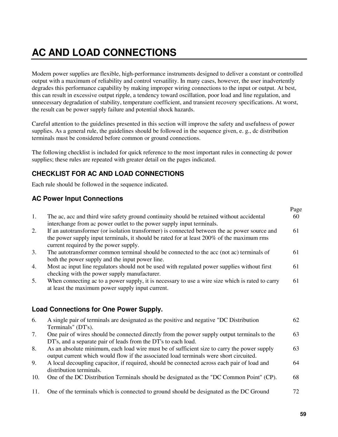 Agilent Technologies 90B manual Checklist for AC and Load Connections, AC Power Input Connections 