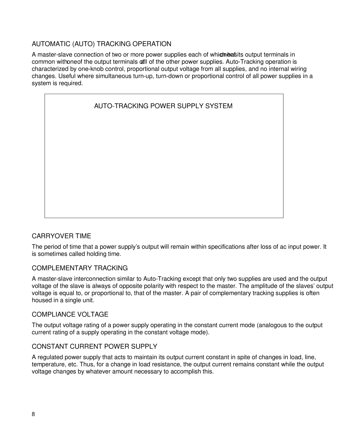 Agilent Technologies 90B manual Automatic Auto Tracking Operation, AUTO-TRACKING Power Supply System Carryover Time 